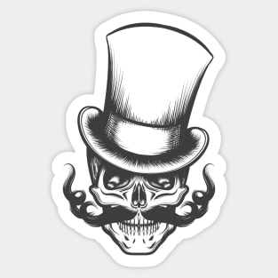 Skull in the cylinder hat Sticker